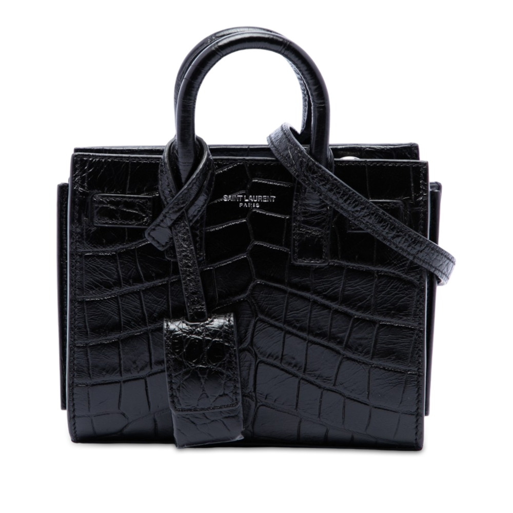 Pre-Loved Saint Laurent Toy Croc Embossed Leather Sac De Jour Satchel